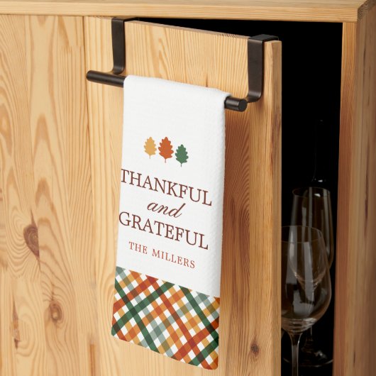 Gepersonaliseerde moderne dankbare Thanksgiving Theedoek (Derde Gevouwen)