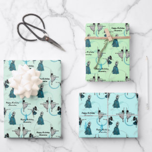 Gepersonaliseerde moderne dansers cadeau wrap set inpakpapier vel