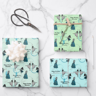 Gepersonaliseerde moderne dansers cadeau wrap set inpakpapier vel