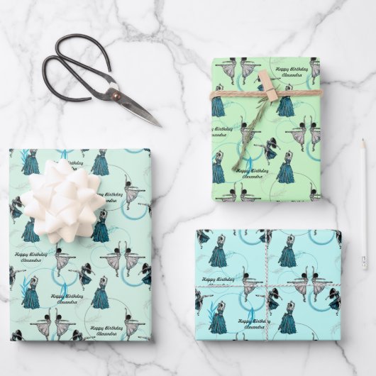 Gepersonaliseerde moderne dansers cadeau wrap set inpakpapier vel (Voorkant)
