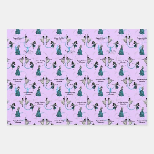 Gepersonaliseerde moderne dansers cadeau wrap set inpakpapier vel (Voorkant 3)