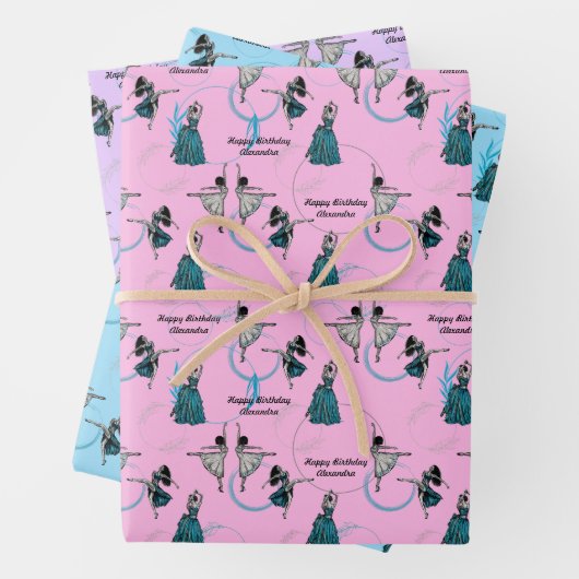 Gepersonaliseerde moderne dansers cadeau wrap set inpakpapier vel (In situ)