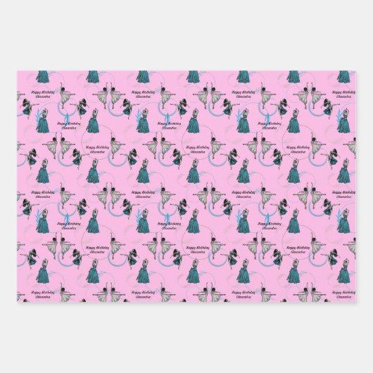 Gepersonaliseerde moderne dansers cadeau wrap set inpakpapier vel (Voorkant)