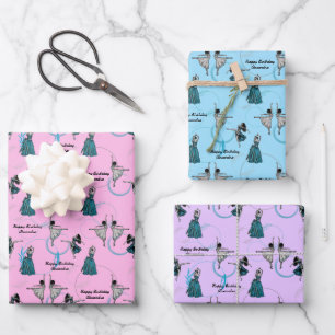 Gepersonaliseerde moderne dansers cadeau wrap set inpakpapier vel