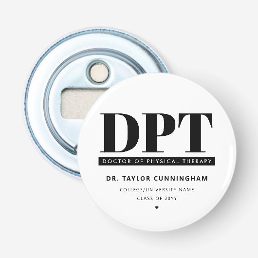 Gepersonaliseerde Moderne DPT Doctor van Fysiother Button Flesopener (Voorkant)