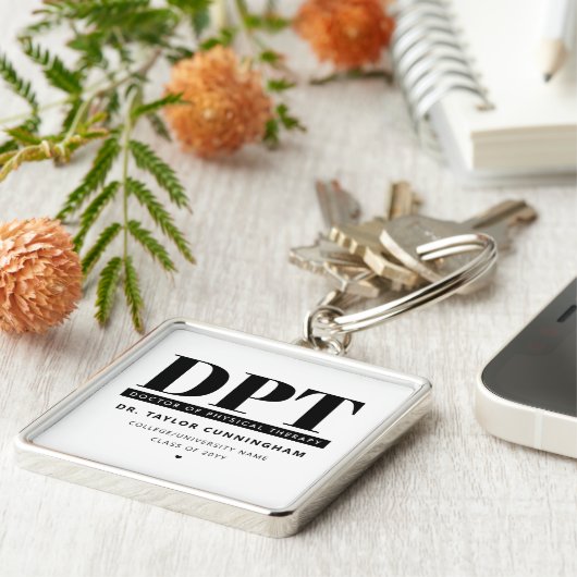 Gepersonaliseerde Moderne DPT Doctor van Fysiother Sleutelhanger (Zijkant)