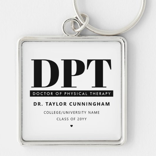 Gepersonaliseerde Moderne DPT Doctor van Fysiother Sleutelhanger (Voorkant)
