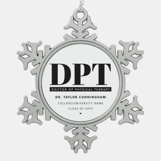 Gepersonaliseerde Moderne DPT Doctor van Fysiother Tin Sneeuwvlok Ornament (Voorkant)