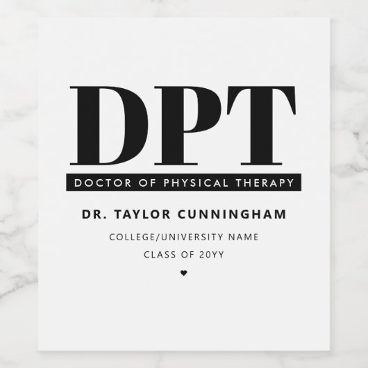 Gepersonaliseerde Moderne DPT Doctor van Fysiother Wijn Etiket (Enkel label)