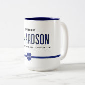 Gepersonaliseerde moderne dunne blauwe lijn politi tweekleurige koffiemok (Voorkant rechts)