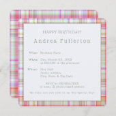 Gepersonaliseerde moderne elegante geruite verjaar kaart (Voorkant / Achterkant)