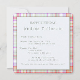 Gepersonaliseerde moderne elegante geruite verjaar kaart