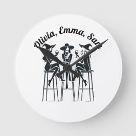 Gepersonaliseerde, moderne, elegante heksen wijn a ronde klok