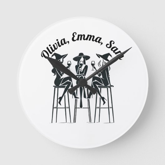 Gepersonaliseerde, moderne, elegante heksen wijn a ronde klok (Voorkant)