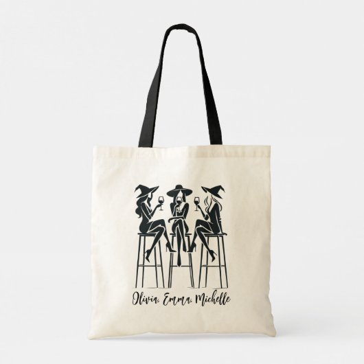 Gepersonaliseerde, moderne, elegante heksen wijn a tote bag (Achterkant)