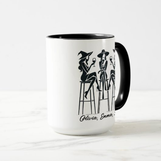 Gepersonaliseerde moderne, elegante heksen wijn av mok (Voorkant rechts)