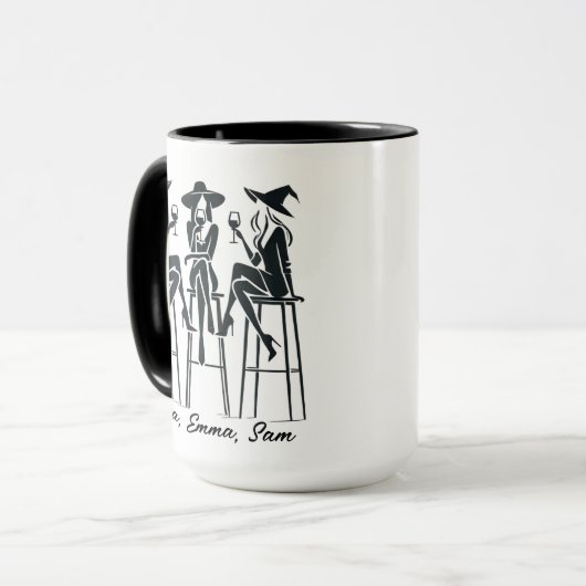 Gepersonaliseerde moderne, elegante heksen wijn av mok (Voorkant links)