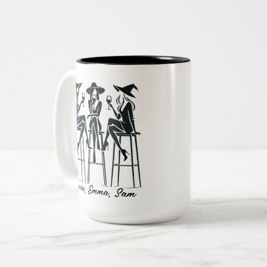 Gepersonaliseerde moderne, elegante heksen wijn av tweekleurige koffiemok (Voorkant links)