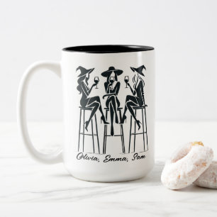 Gepersonaliseerde moderne, elegante heksen wijn av tweekleurige koffiemok