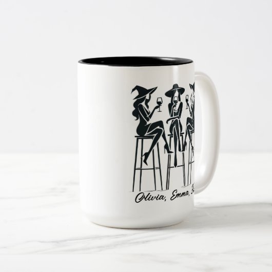 Gepersonaliseerde moderne, elegante heksen wijn av tweekleurige koffiemok (Voorkant rechts)