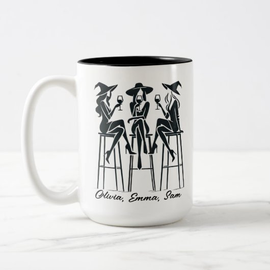 Gepersonaliseerde moderne, elegante heksen wijn av tweekleurige koffiemok (Links)