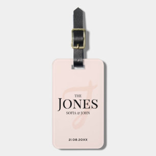 Gepersonaliseerde Moderne Elegante Roze Monogram P Bagagelabel