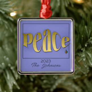 Gepersonaliseerde moderne en elegante vreedzame se metalen ornament