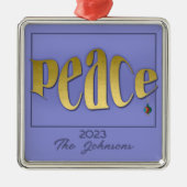 Gepersonaliseerde moderne en elegante vreedzame se metalen ornament (Voorkant)