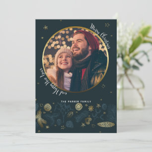 Gepersonaliseerde Moderne Enkele Foto Kerst Kaart
