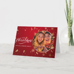 Gepersonaliseerde Moderne Enkele Foto Kerst Kaart