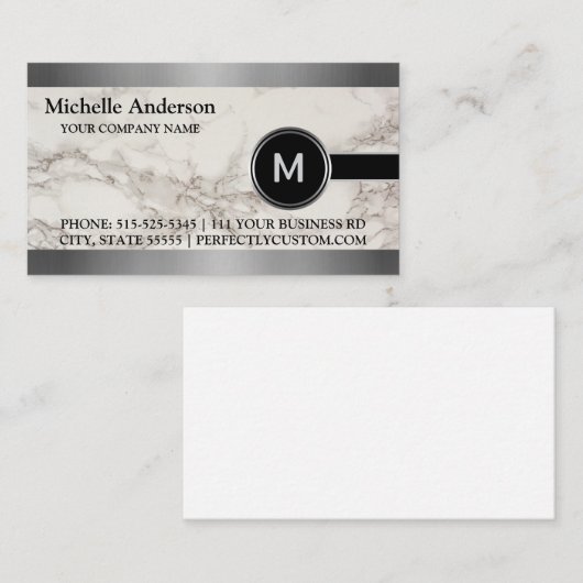 Gepersonaliseerde moderne Executive grijs marmeren Visitekaartje (Voorkant / Achterkant)