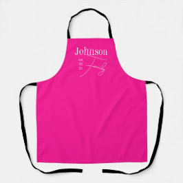 Gepersonaliseerde moderne familienaam Hot Pink Schort
