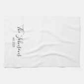 Gepersonaliseerde moderne familienaam minimalistis theedoek (Horizontaal)