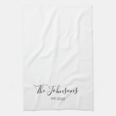 Gepersonaliseerde moderne familienaam minimalistis theedoek (Verticaal)