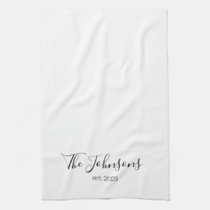 Gepersonaliseerde moderne familienaam minimalistis theedoek