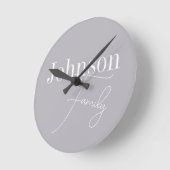 Gepersonaliseerde moderne familienaam ronde klok (Hoek)