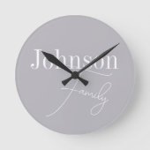 Gepersonaliseerde moderne familienaam ronde klok (Voorkant)