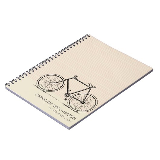 Gepersonaliseerde moderne fietslijn kunst Schattig Notitieboek (Linkerzijde)