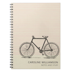 Gepersonaliseerde moderne fietslijn kunst Schattig Notitieboek