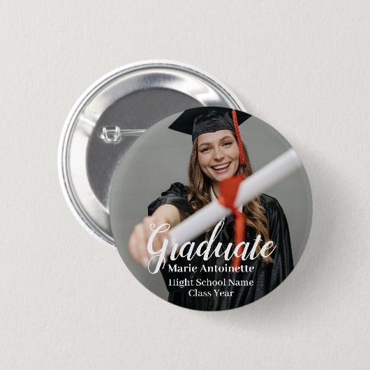 Gepersonaliseerde moderne foto Afstuderen Ronde Button 5,7 Cm (Voorkant /achterkant)