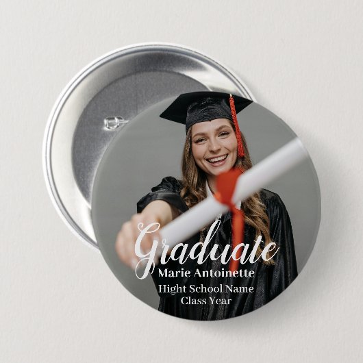Gepersonaliseerde moderne foto Afstuderen Ronde Button 7,6 Cm (Voorkant /achterkant)