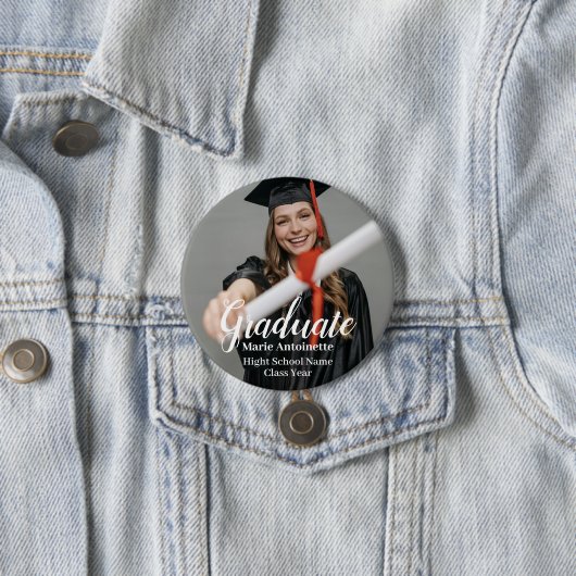 Gepersonaliseerde moderne foto Afstuderen Ronde Button 7,6 Cm (In situ)