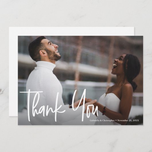 Gepersonaliseerde moderne foto bruiloft dank u kaa bedankkaart (Voorkant / Achterkant)