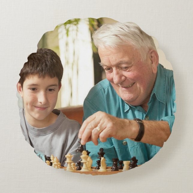 Gepersonaliseerde moderne foto rond kussen (Voorkant)