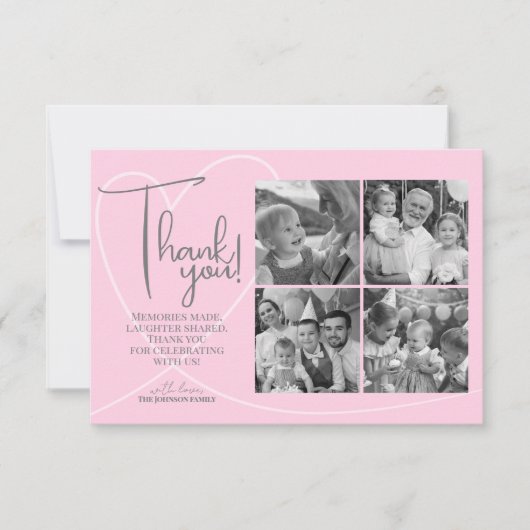 Gepersonaliseerde moderne fotocollage Dank u Bedankkaart (Voorkant)