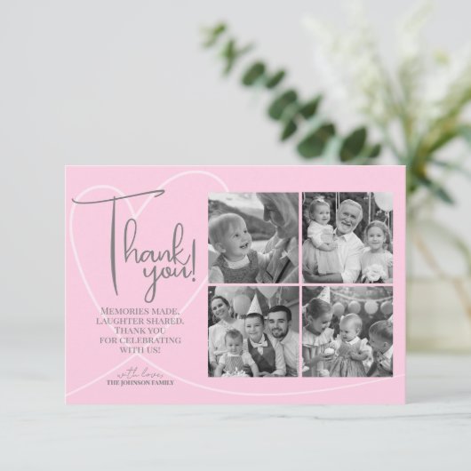 Gepersonaliseerde moderne fotocollage Dank u Bedankkaart (Staand voorkant)