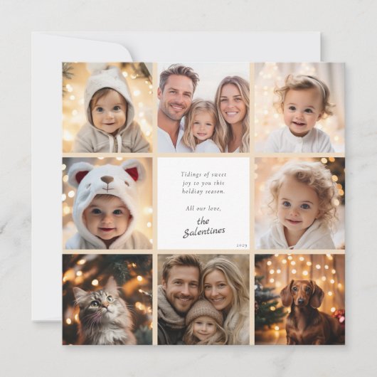 Gepersonaliseerde moderne fotocollage Kerstmis Feestdagenkaart (Voorkant)