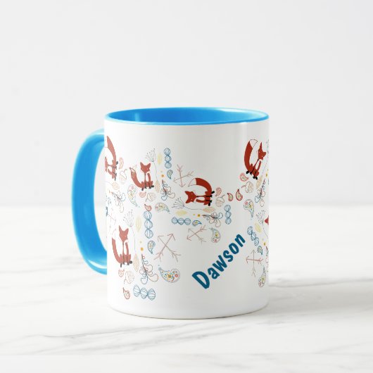 Gepersonaliseerde moderne Fox Woodland patroon Mok (Voorkant links)