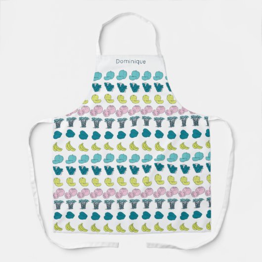 Gepersonaliseerde moderne Fruit & Veggie Print Sch Schort (Voorkant)