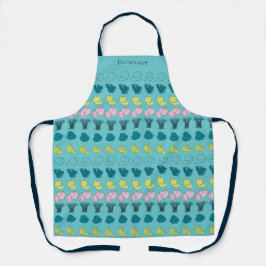 Gepersonaliseerde moderne Fruit & Veggie Print Sch Schort